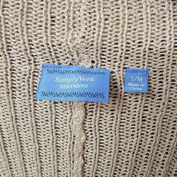 Simply Vera Vera Wang knit sweater cape size Small Medium tan blended materials - Picture 5 of 8